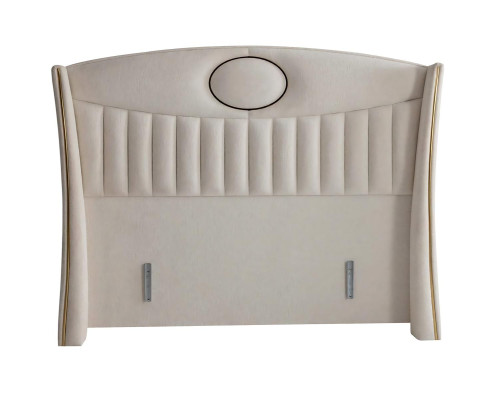 Lit élégant avec matelas en tissu beige clair et en bois