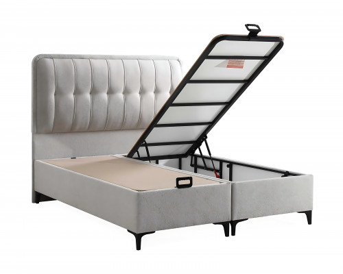Lit blanc moderne avec matelas en textile et en bois