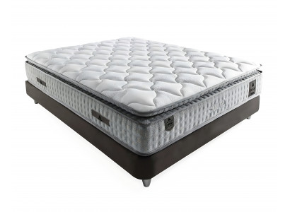 Lit blanc moderne avec matelas en textile et en bois
