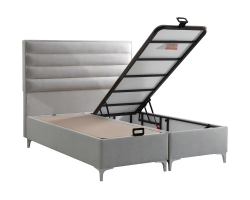 Lit textile gris moderne avec un matelas élégant