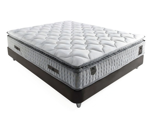 Lit textile gris moderne avec un matelas élégant