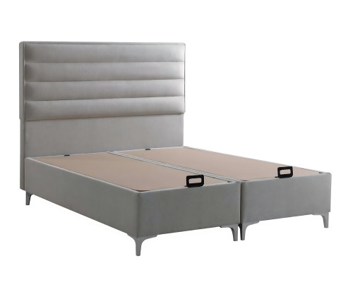 Lit textile gris moderne avec un matelas élégant