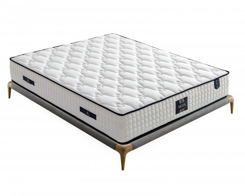 Lit moderne gris avec matelas en textile et en bois