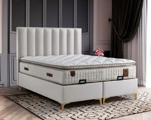 Lit élégant avec matelas en tissu beige