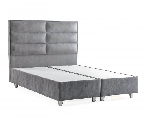 Lit moderne en tissu gris avec matelas