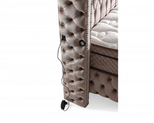 Lit élégant avec matelas en tissu beige