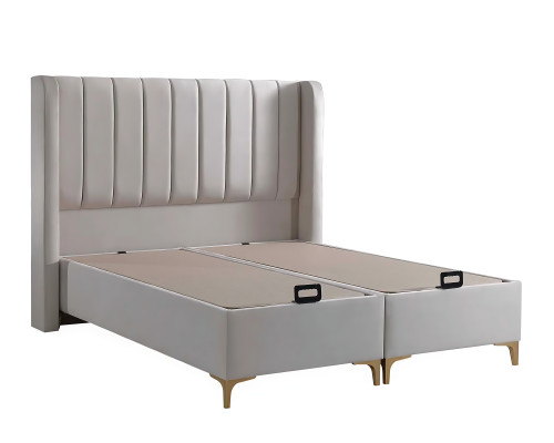 Lit élégant avec matelas en tissu beige