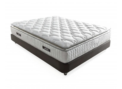 Lit élégant avec matelas en tissu beige moderne