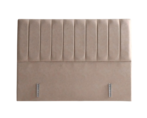 Lit en textile beige avec un matelas élégant