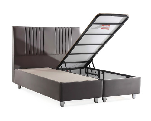 Lit textile gris avec matelas moderne
