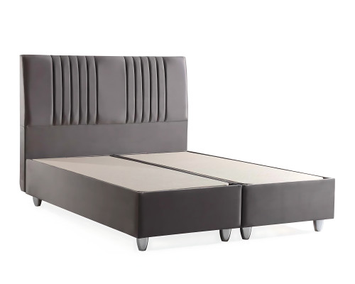 Lit textile gris avec matelas moderne