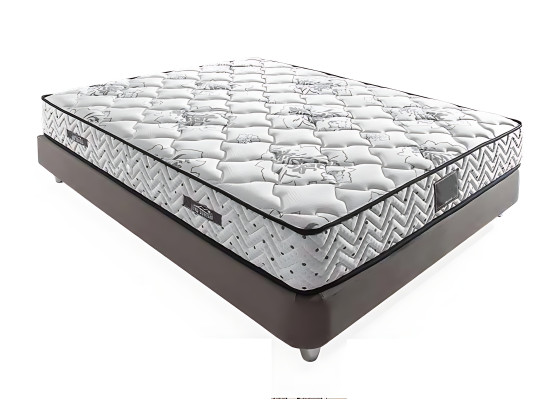 Lit textile gris avec matelas moderne