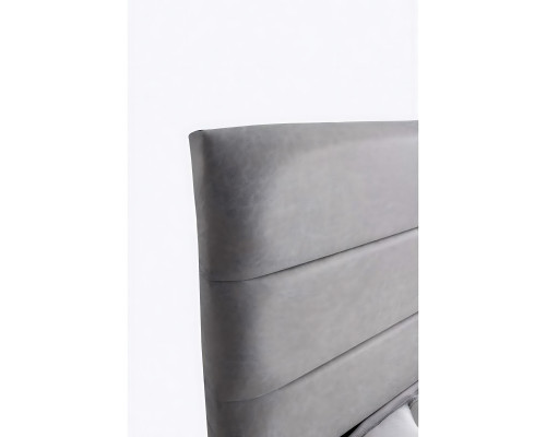 Lit élégant gris avec matelas en textile et en bois