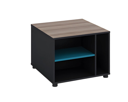 Table carrée moderne avec effet bois brun et noir