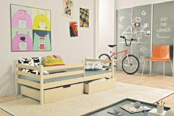 Lit pour enfants Barneseng + Boîte de rangement en bois massif Aito lit en bois Lits d'enfants