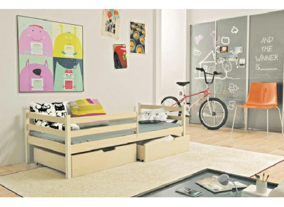 Lit pour enfants Barneseng + Boîte de rangement en bois massif Aito lit en bois Lits d'enfants