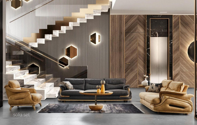 Canapé Canapé Tapisserie Trois canapés de luxe Design italien Canapé 3 places