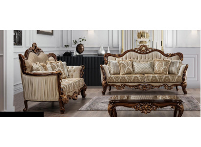 Luxury Suite Ensemble de canapés 3+3 places Table basse Canapé Canapés Set Baroque