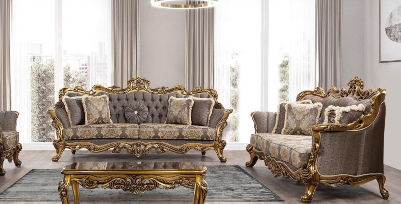 Ensemble de canapé Suite 3+3 places Canapé Canapés Set Baroque Salon de luxe Baroque