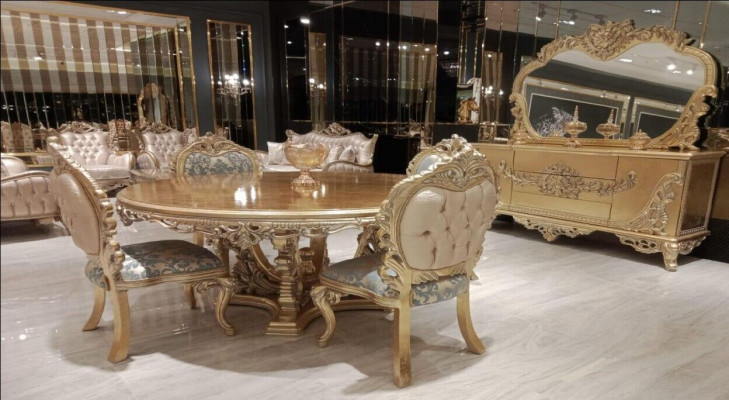 Suite de luxe Ensemble Salle à manger Table à manger Chaise Commode Miroir Chaises Table 7 pièces.