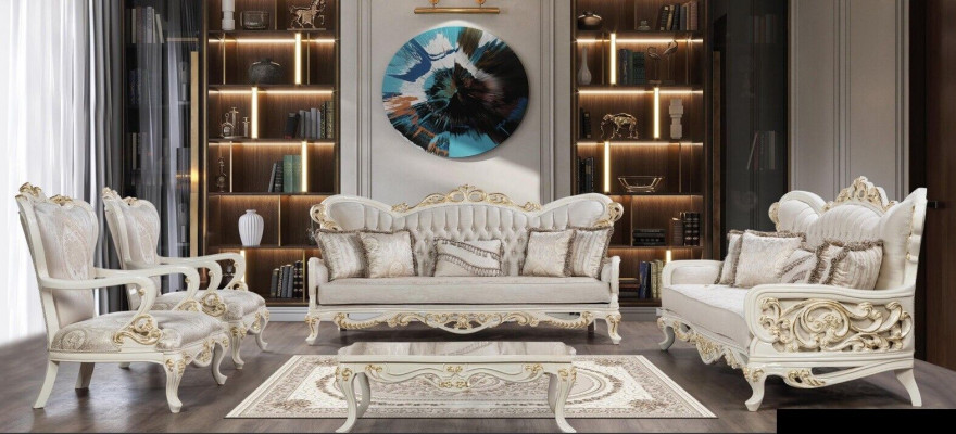 Ensemble de canapé 3+3+1+1 Table basse Ensemble 5 pièces Canapés classiques Fauteuil de luxe neuf