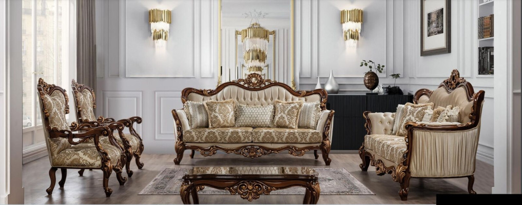 Suite Set 5 pièces Canapé set 3+3+1+1 Table basse Canapé Baroque Rococo neuf