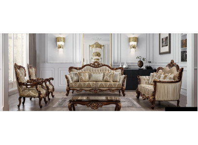 Suite Set 5 pièces Canapé set 3+3+1+1 Table basse Canapé Baroque Rococo neuf