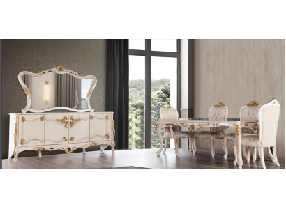 Suite de 7 pièces. Salle à manger Table de salle à manger Chaise Bahut Miroir Chaises de salle à manger Tables