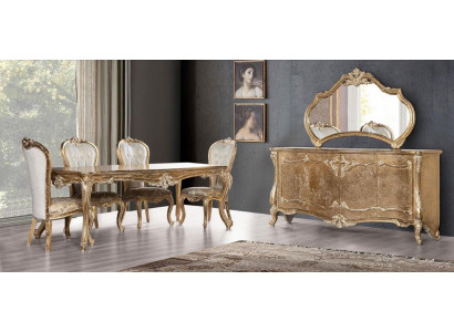 Salle à manger Table à manger Chaise Groupe Suite Ensemble Bois Table Commode Miroir Ensemble 7 pièces