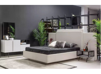 Chambre Lit 2x Tables de chevet Luxe Commode Ensemble Mobilier Design 5 pièces