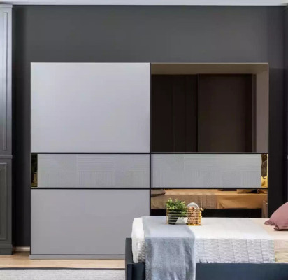 Garde-robe Armoire Chambre Gris Bois Design Moderne Armoire Cabinet