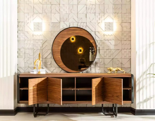 Buffet de luxe Miroir Console en bois Groupe de tiroirs Commodes Consoles