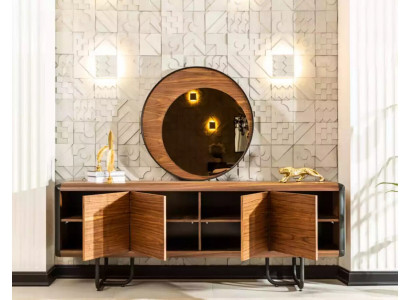 Buffet de luxe Miroir Console en bois Groupe de tiroirs Commodes Consoles