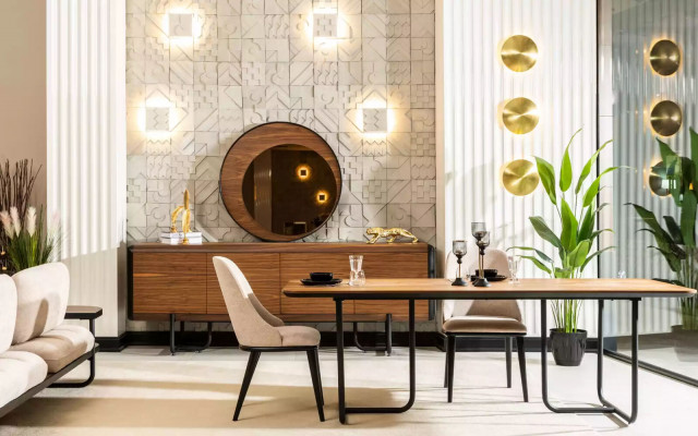 Buffet de luxe Miroir Console en bois Groupe de tiroirs Commodes Consoles