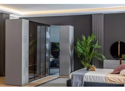 Armoire d'angle Armoire Dressing Luxe Design en Bois Mobilier Chambre Grise