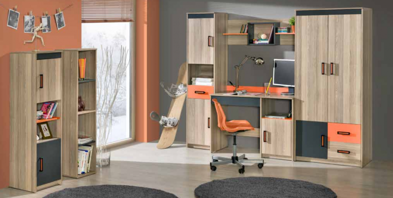 Ensemble complet pour enfants Chambre de jeunesse Lit Commode Armoire Bureau Table