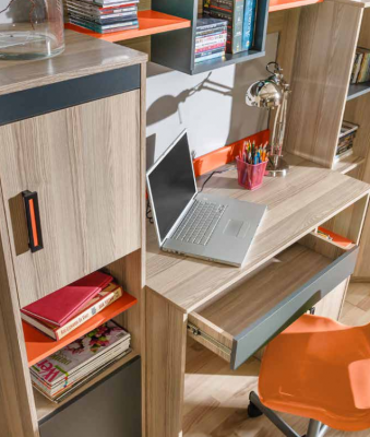 Ensemble complet pour enfants Chambre de jeunesse Lit Commode Armoire Bureau Table