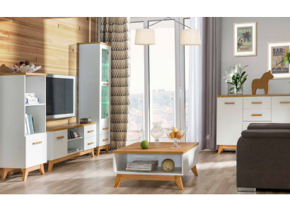 Unité murale Salle de séjour - Ensemble Vitrine Meuble télé Étagère murale Table basse TV 5 pièces