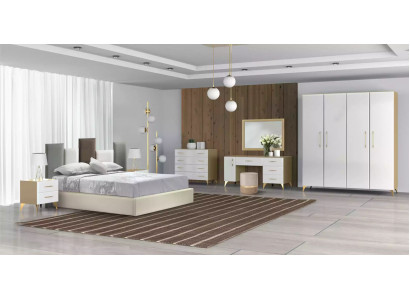Ensemble de chambre à coucher Lit 2x Table de chevet Commode 7 pièces de luxe design