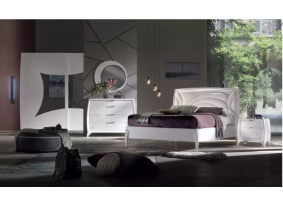 Ensemble de chambre à coucher Lit 2x Table de chevet Armoire Design de luxe en 6 pièces