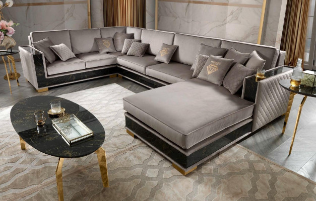 Canapé d'angle en forme de U Canapé Canapé Design Tissu Rembourrage Canapés Siège Meubles Paysage de vie