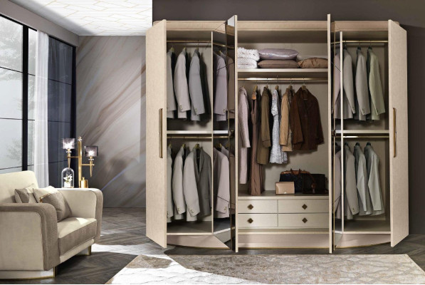 Garde-robe Garde-robe Miroir Bois Meubles Armoires Portemanteau Bois Italie neuf