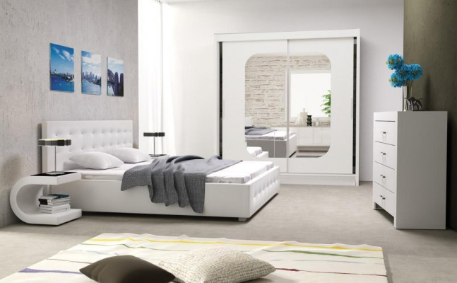 Ensemble de chambre à coucher Design Mobilier 4 pièces lit double de luxe moderne 2x table de chevet
