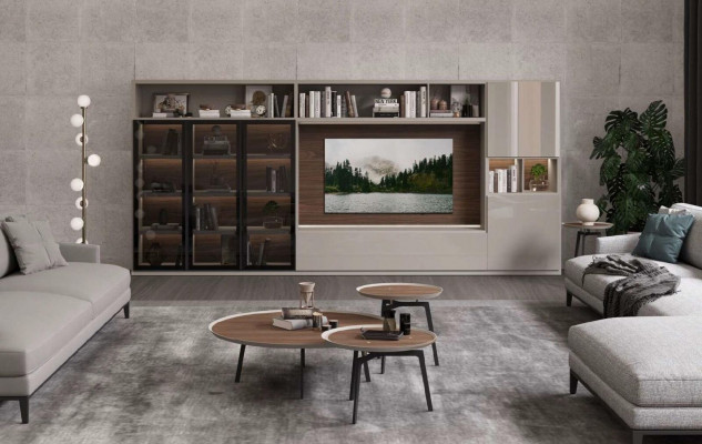 Unité murale Mobilier moderne blanc Mobilier en bois luxueux Ameublement