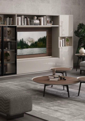 Unité murale Mobilier moderne blanc Mobilier en bois luxueux Ameublement