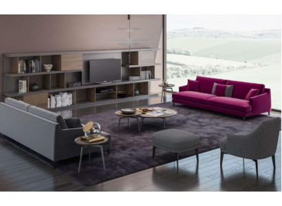 Grand ensemble de canapés de salon gris clair de luxe 3+2+1 places Tabouret 4 pièces nouveau