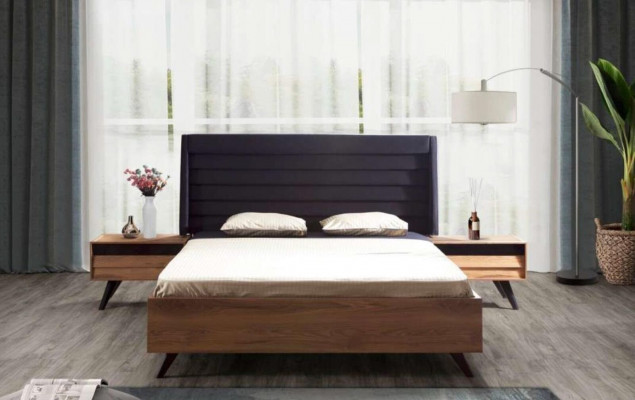 Grand ensemble de chambre à coucher Mobilier de chambre Armoire Lit Tables de chevet