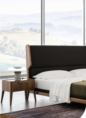 Ensemble de chambre marron avec lit et tables de chevet 2 pièces - Mobilier de luxe de style moderne.