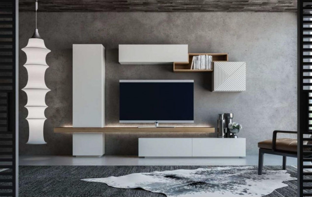 Unité murale blanche moderne Mobilier de salon Meubles muraux Armoires Mobilier nouveau