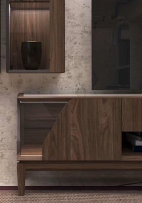 Meubles de salon Unité murale Étagères suspendues Buffet Marron Meubles en bois de luxe
